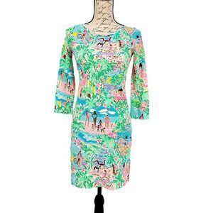 Lilly Pulitzer NWOT Marlowe Multi Let's Get Together T Shirt Dress XXS